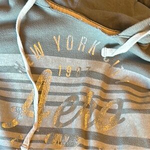 Aeropostale Gray Hoodie with Vintage Graphic Design and White Drawstrings